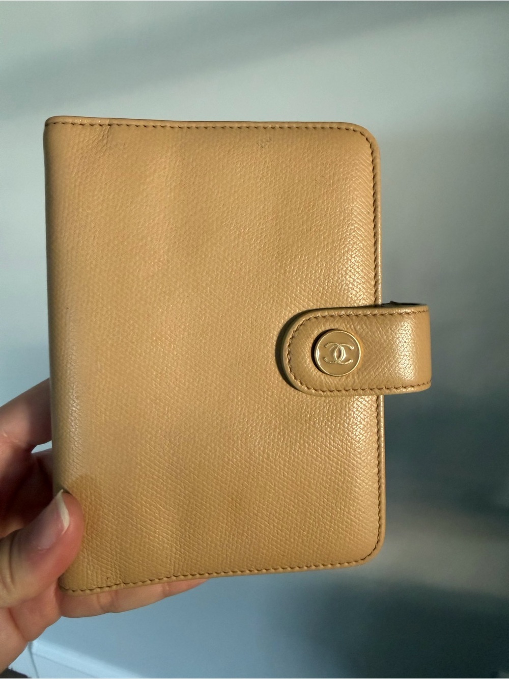 Chanel Beige Leather Agenda/Passport holder